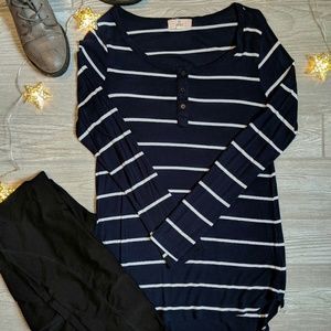 Pink Republic Long Sleeve Navy Stripe Tunic